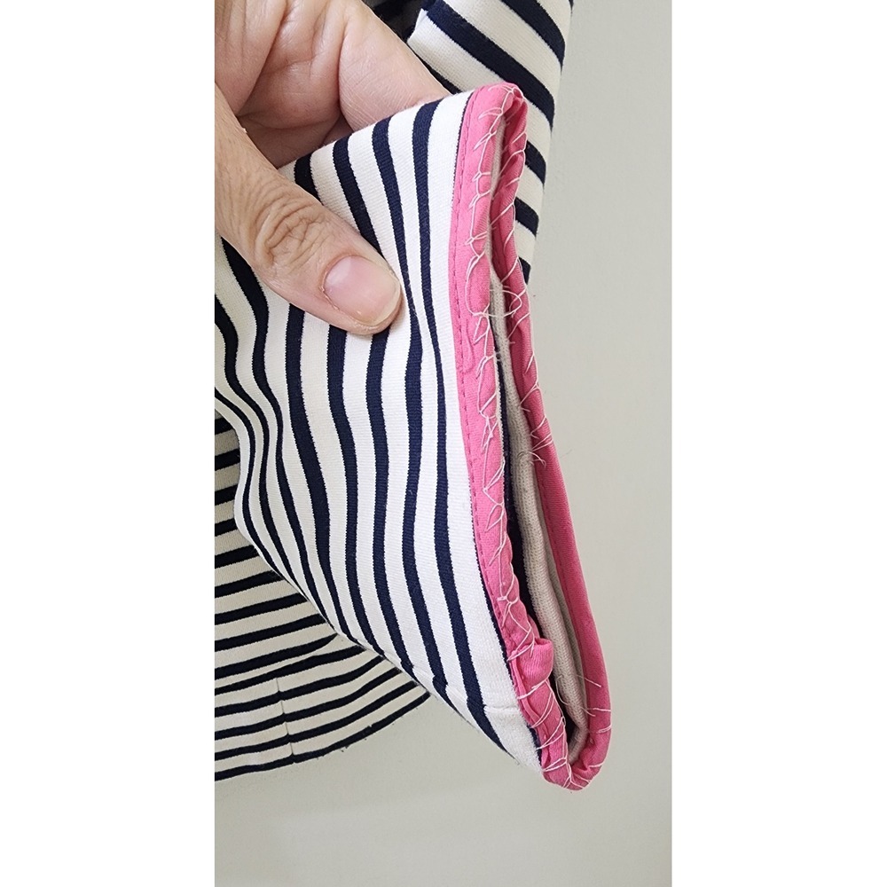 Kate Spade New York Striped Navy White Pink Trim Snap Front Jacket Womens Small - Picture 13 of 14